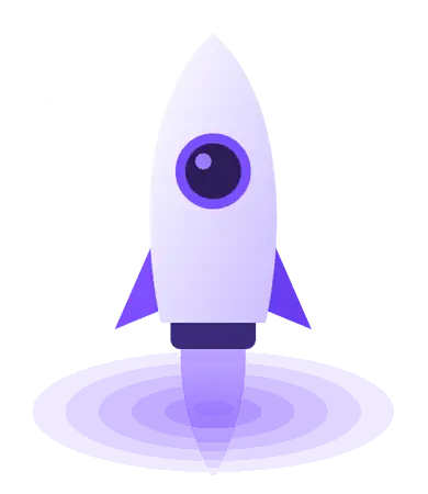 Rocket launching with a purple glow